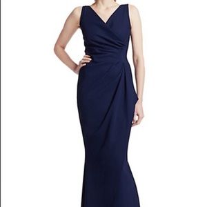 Chiara la Boni Formal Gown Navy Blue Stretch Trumpet ** ALTERED hem